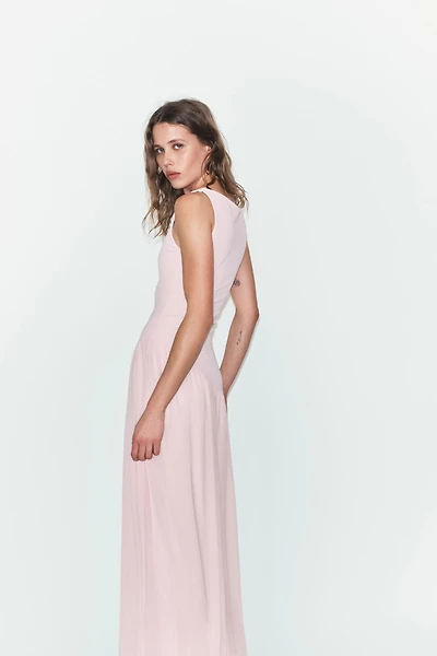 LONG COMBINATION TULLE DRESS