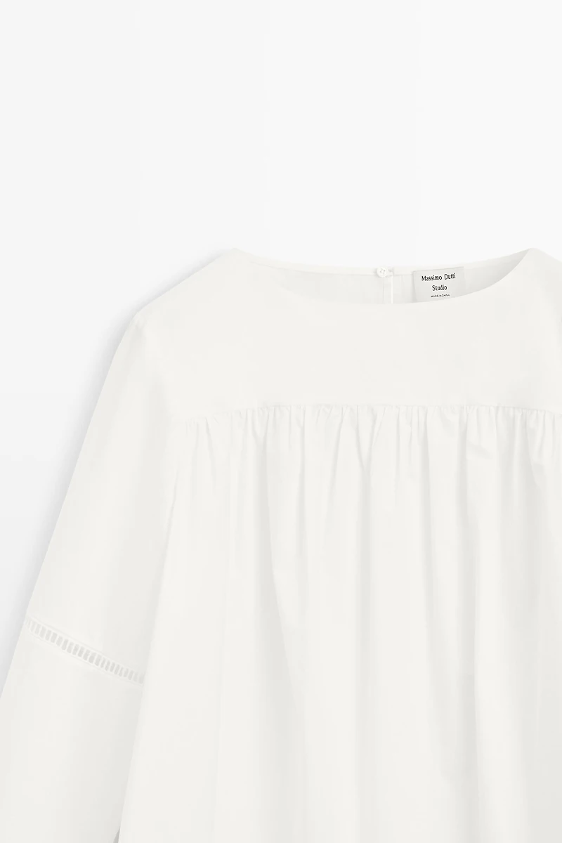 100% Cotton Puffed Sleeve Blouse - STUDIO