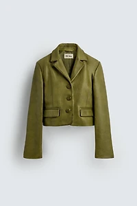 CROPPED FIT LEATHER BLAZER HARRY LAMBERT FOR ZARA X DISNEY
