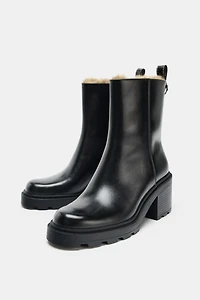 WATER REPELLENT LEATHER ANKLE BOOTS
