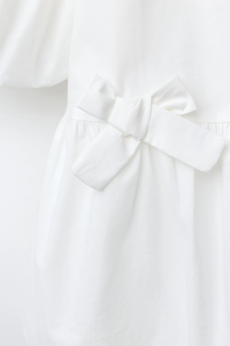 BOW TRIM BALLOON DRESS