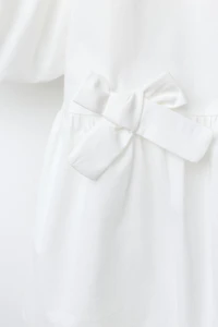 BOW TRIM BALLOON DRESS