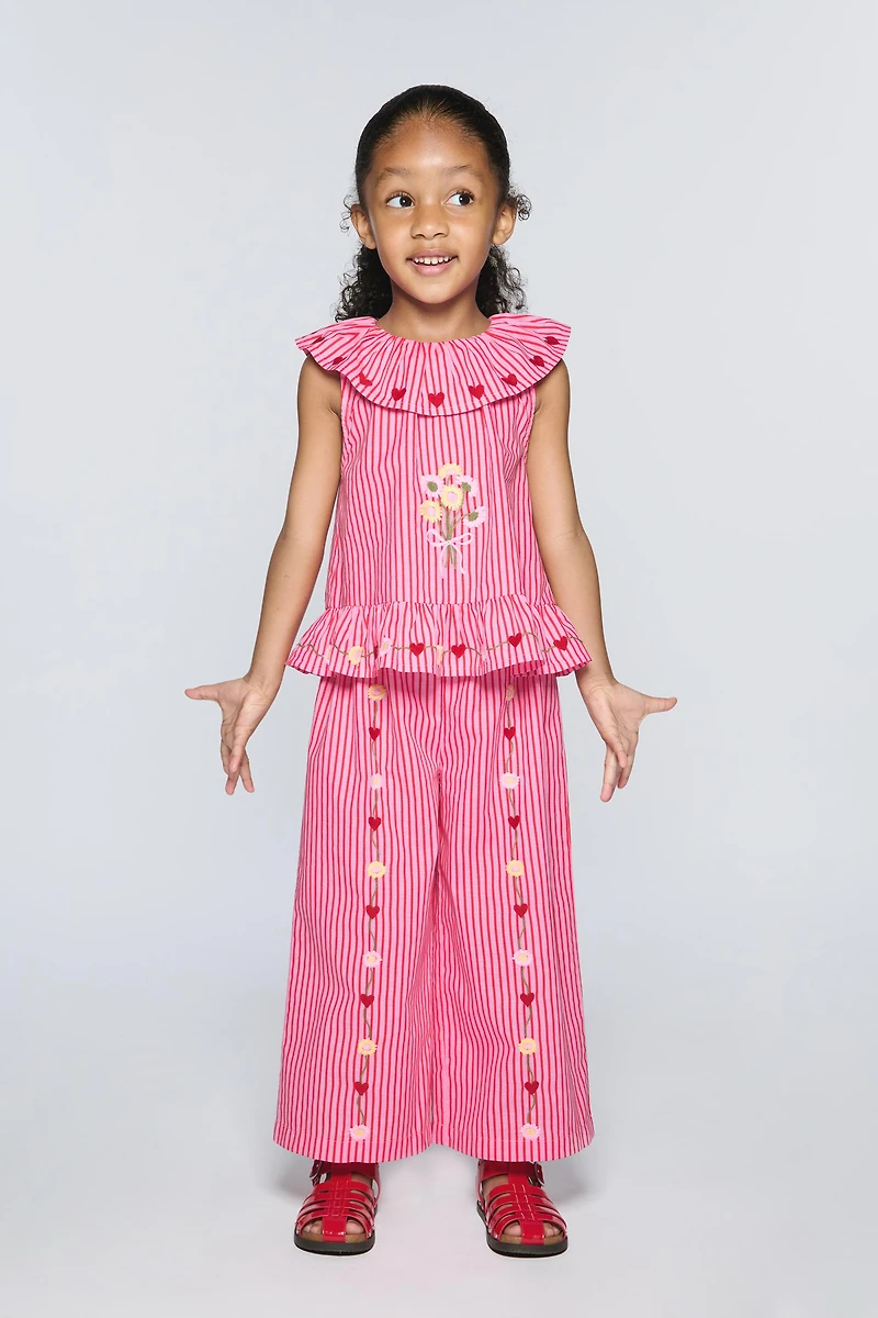 PANTALON À RAYURES BRODÉES SISSEL EDELBO X ZARA KIDS