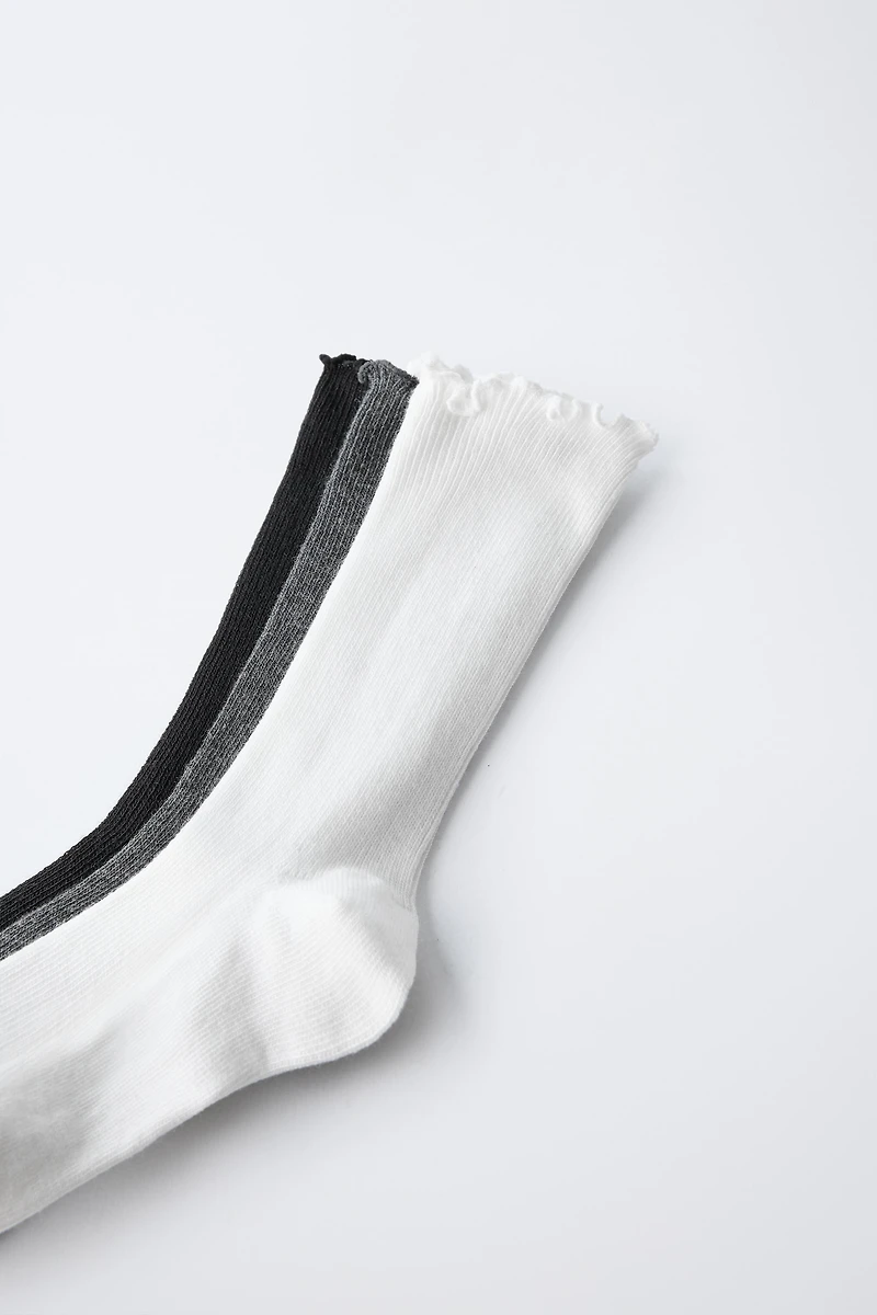 THREE-PACK OF TERRY CLOTH MID-CALF SOCKS