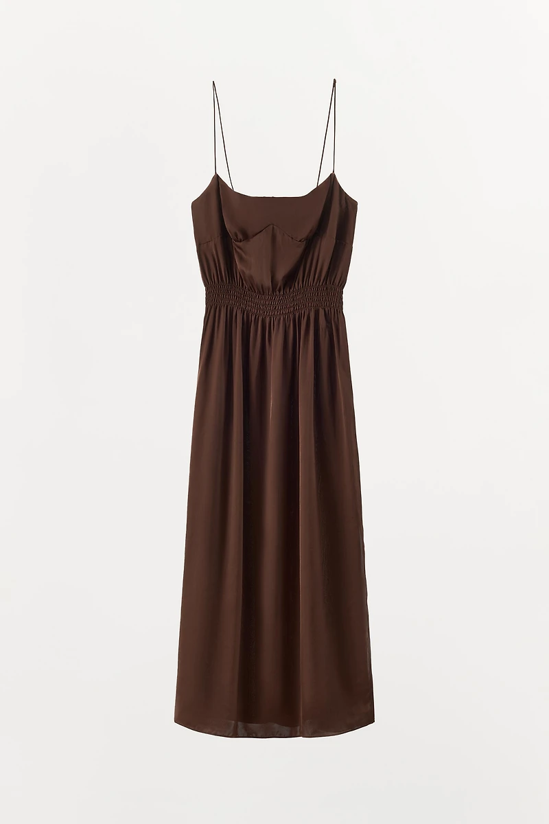 RUCHED SATIN DRESS