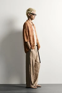 WASHED EFFECT RELAXED FIT KNIT SHIRT