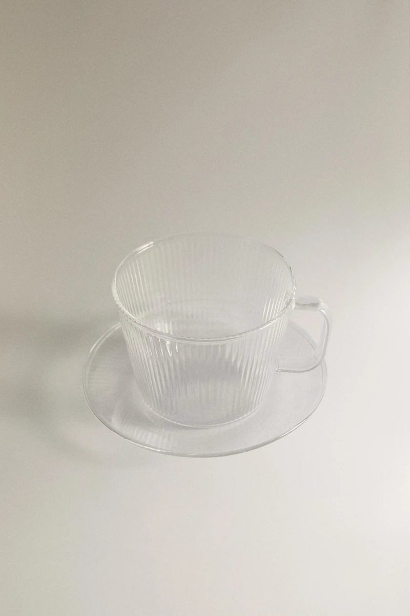BOROSILICATE GLASS TEACUP AND SAUCER
