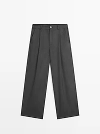 Mid-rise wide-leg pinstripe trousers