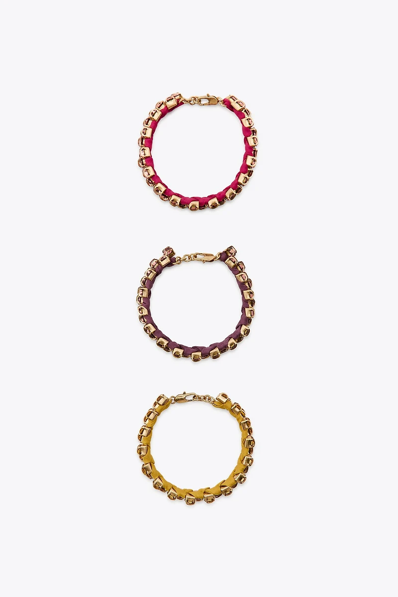 3-PACK OF WOVEN JEWEL BRACELETS