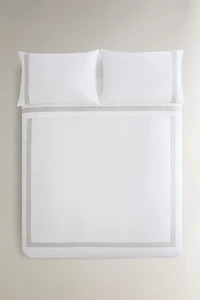 COTTON DUVET COVER WITH LINEN BORDER