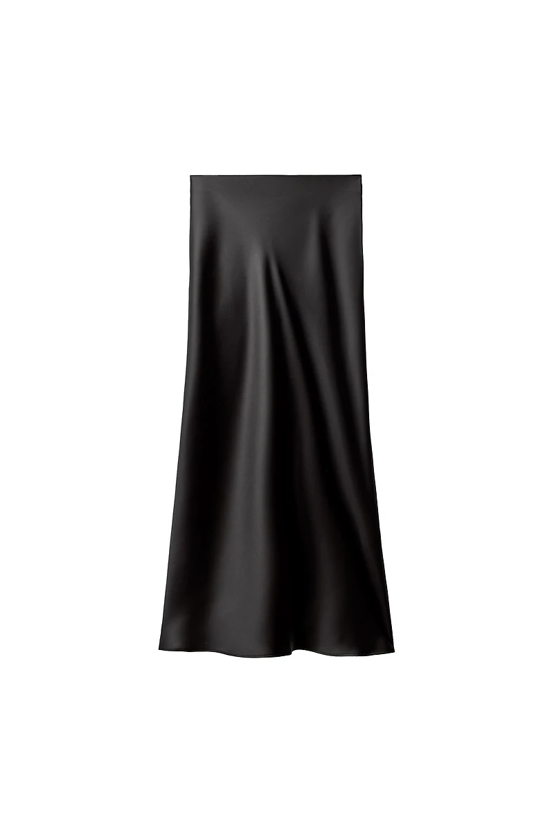 SATIN MIDI SKIRT