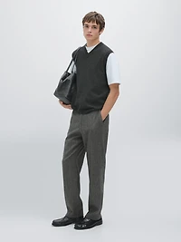 Straight-leg wool blend trousers