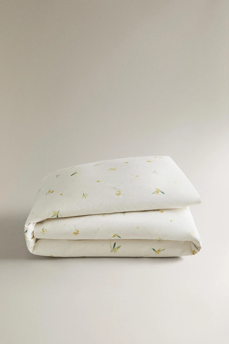 HOUSSE DE COUETTE LIN ET COTON MIMOSAS