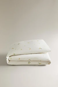 HOUSSE DE COUETTE LIN ET COTON MIMOSAS