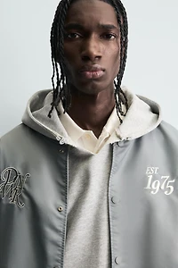 CONTRAST EMBROIDERY BOMBER JACKET