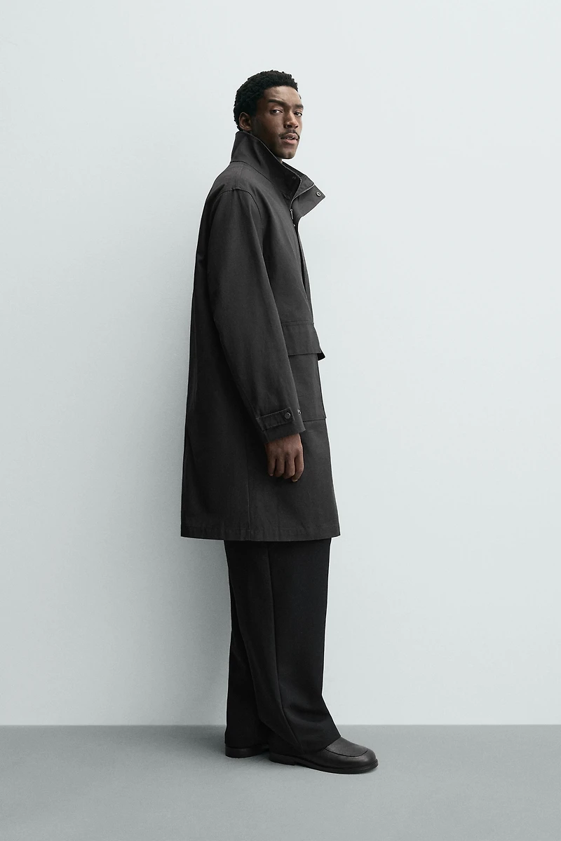 WAXED FINISH TRENCH COAT