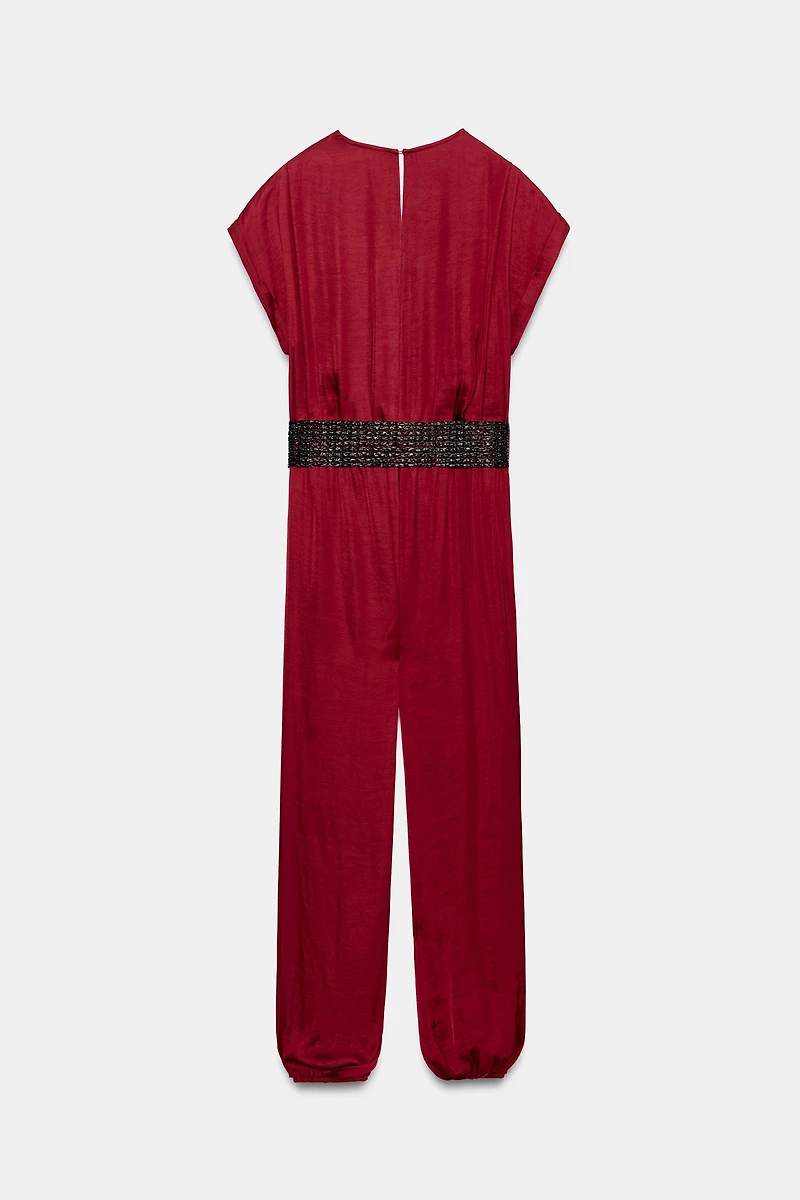 SATIN BELTED JUMPSUIT