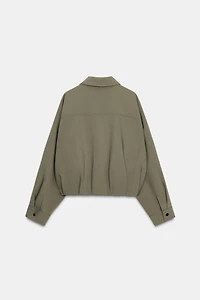 PLEATED HEM BOMBER JACKET