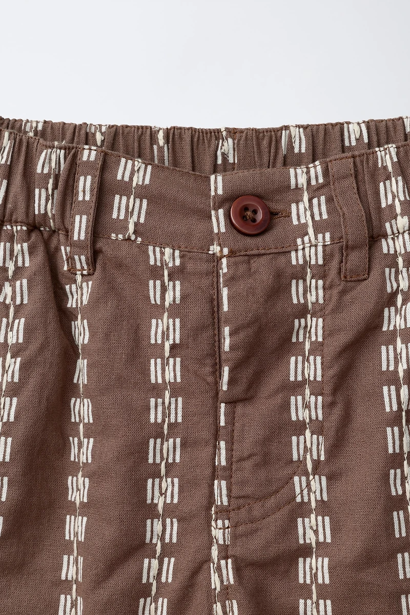 EMBROIDERED PRINTED BAGGY PANTS