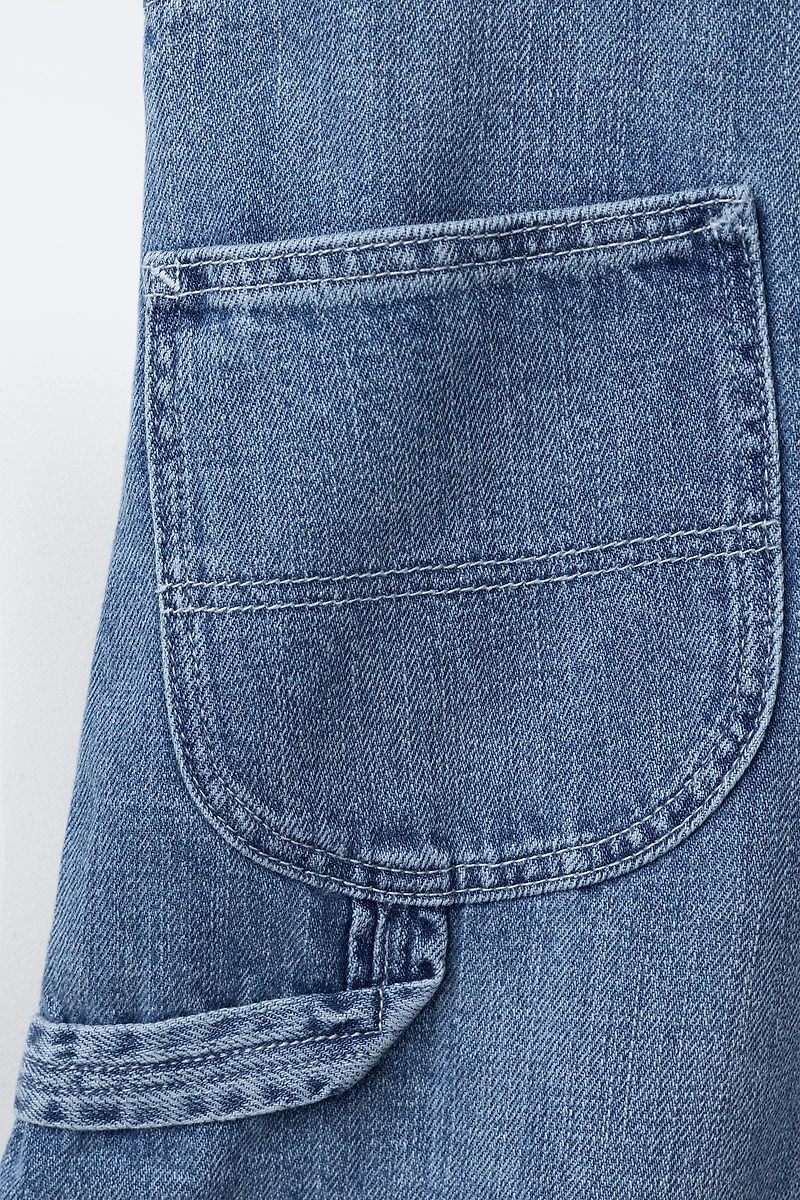 DENIM OVERALL SHORTS