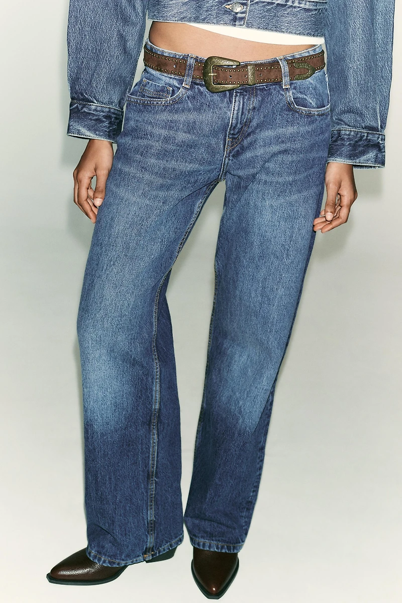 Z1975 WIDE LEG LOW RISE BELT JEANS