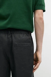Linen Bermuda shorts with elastic waist