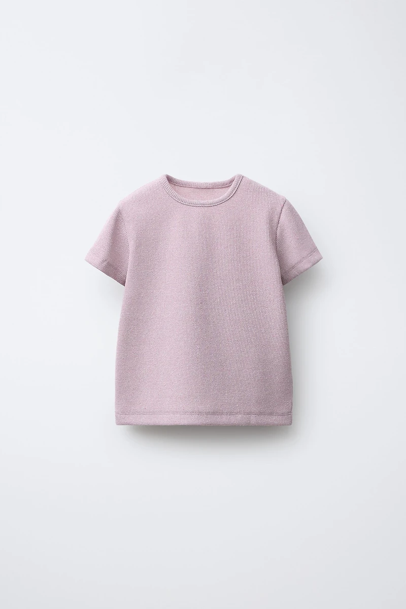 SPARKLY RIBBED T-SHIRT