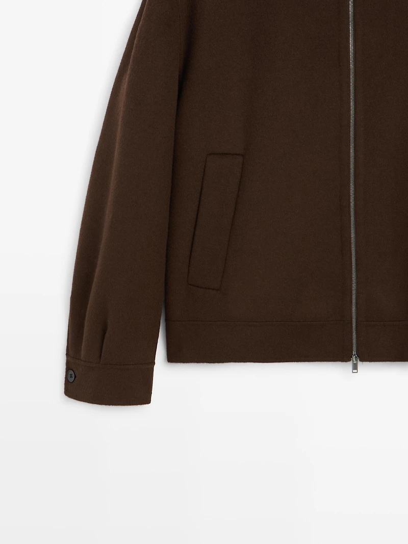 Wool blend jacket with zip detail