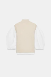 T-SHIRT EN MATIÈRES VARIÉES AVEC CHALECO