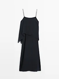 Midi dress with asymmetric ruffle detail