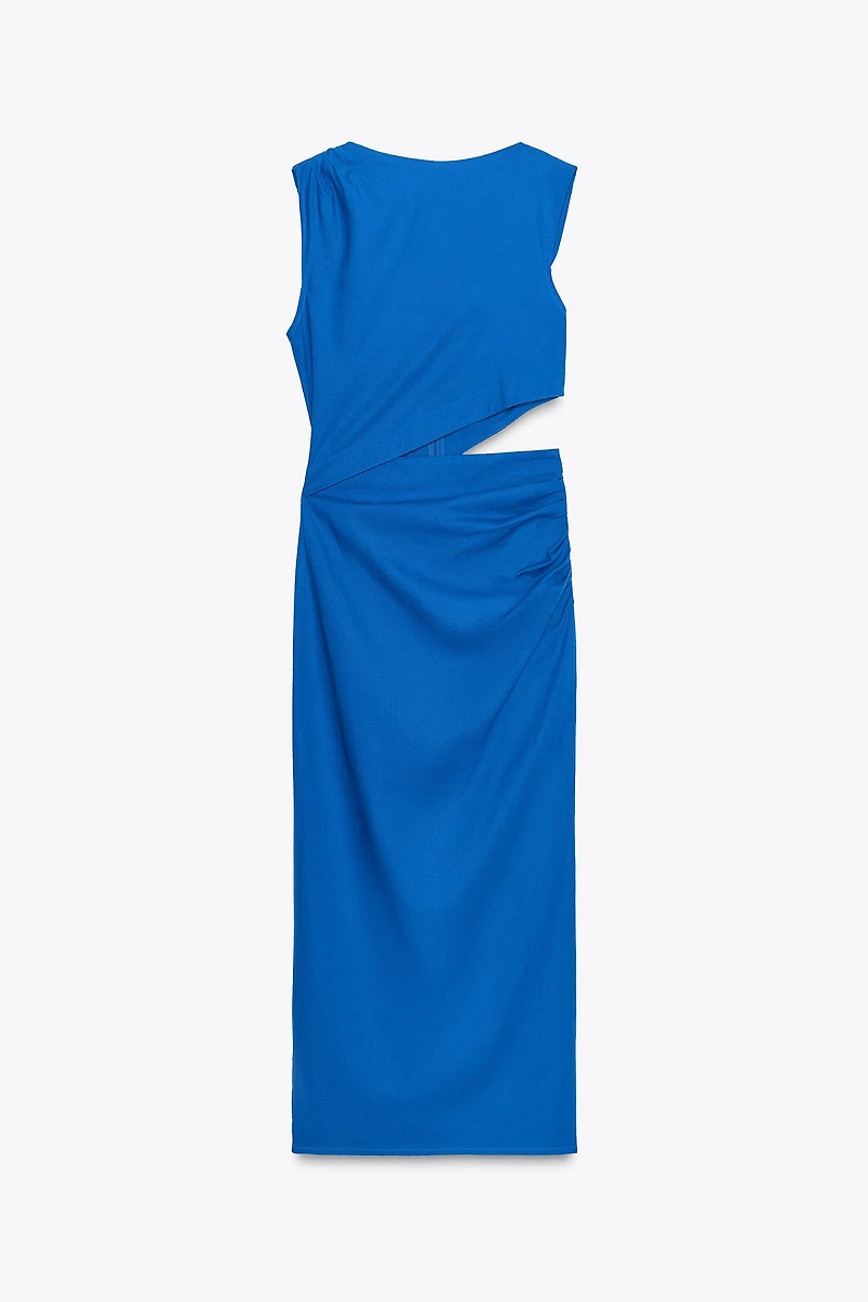 LINEN CUT OUT MIDI DRESS
