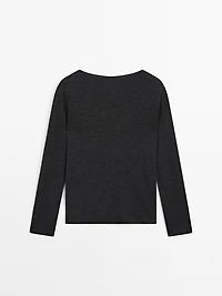 Wool blend boat neck sweater