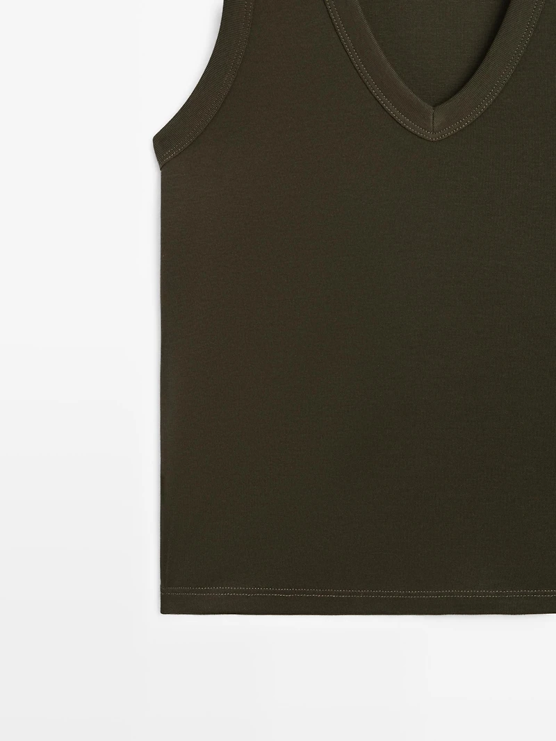 100% cotton strappy V-neck T-shirt