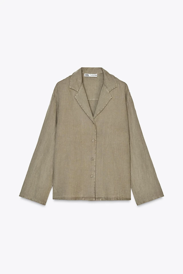 chinese dress ladies ZARA. Long green buttoned linen dress. TM – Hibuy market