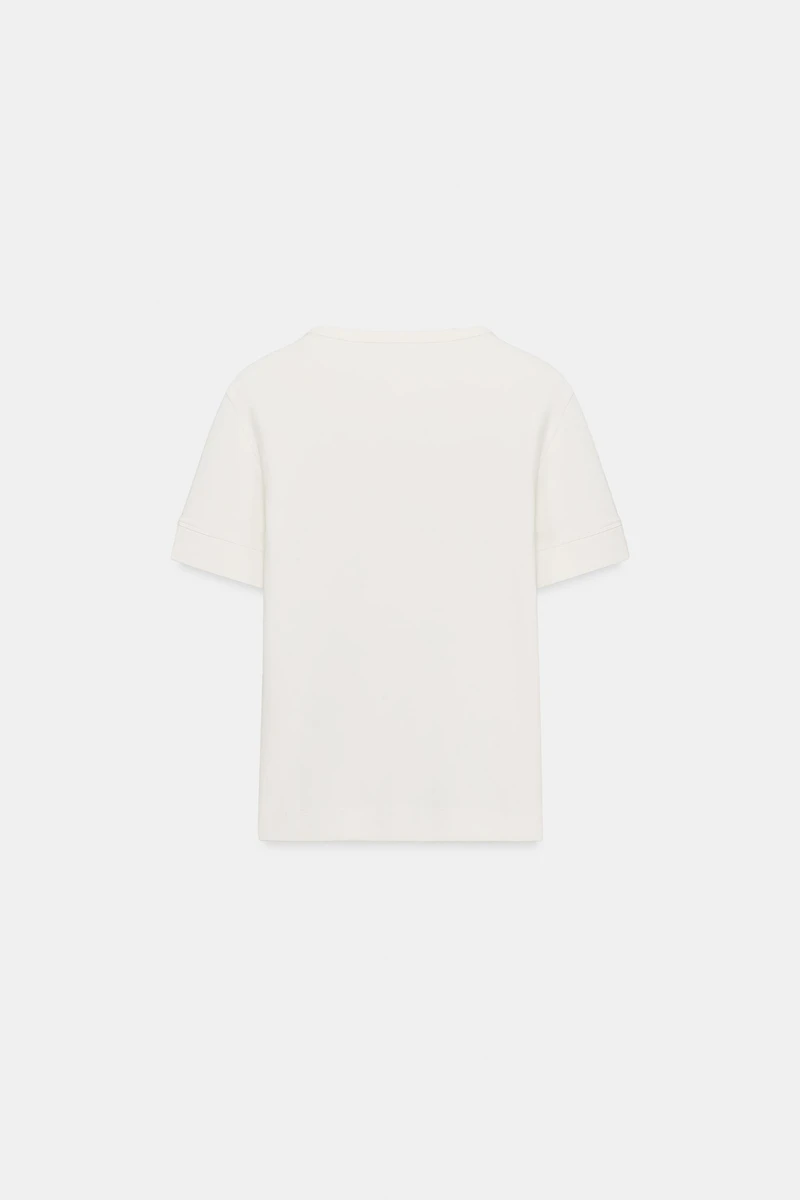RIBBED BUTTON T-SHIRT