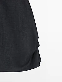 Linen blend halter top with straight neckline