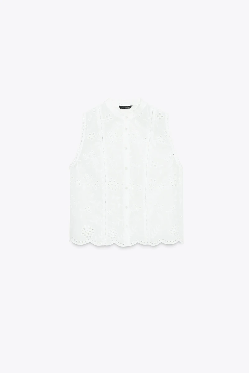EMBROIDERED EYELET SHIRT