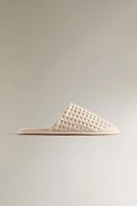 WAFFLE-KNIT SLIPPERS
