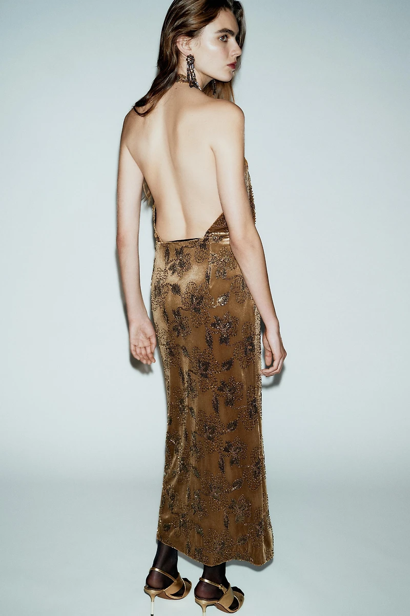 SEQUIN VELVET MIDI DRESS