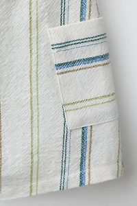 STRIPED OVERALL SHORTS