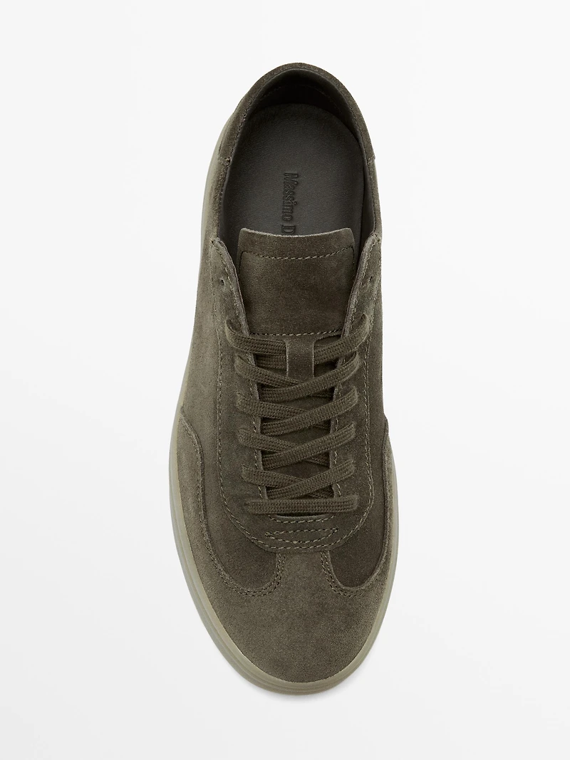 Split suede leather trainers