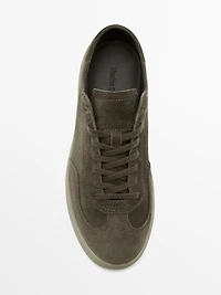 Split suede leather trainers