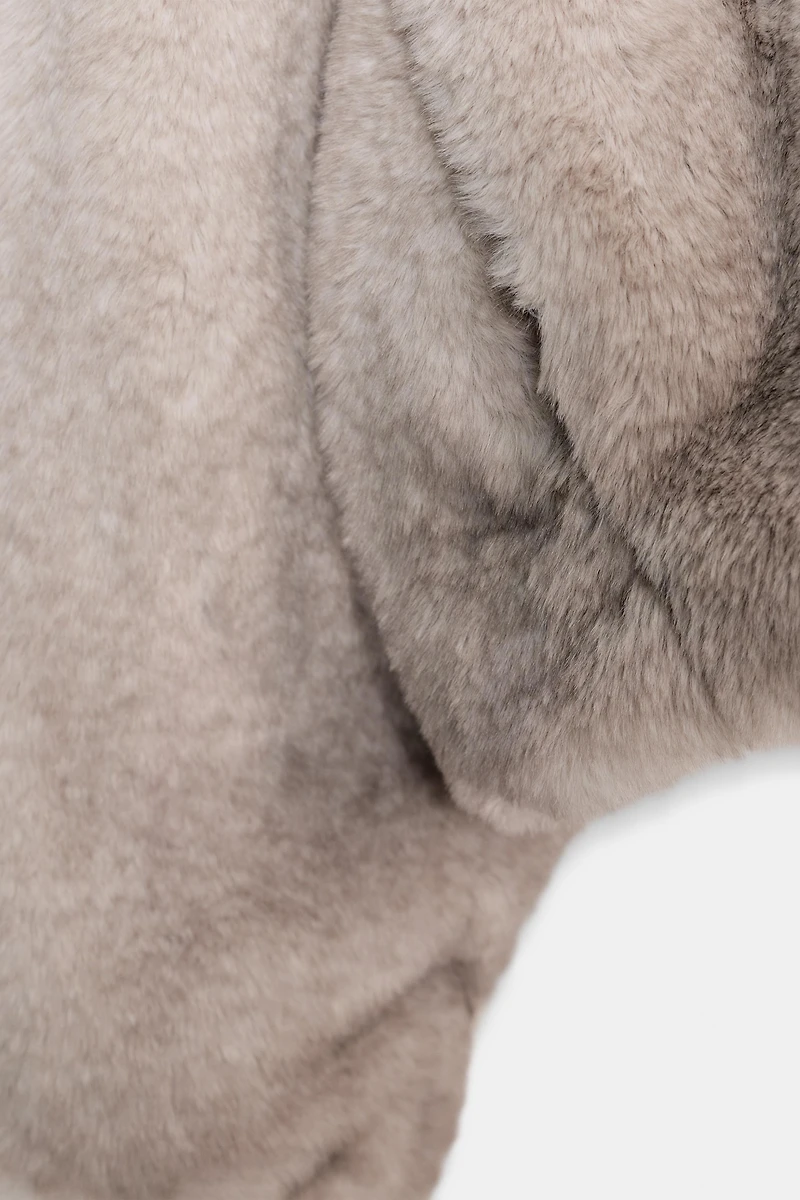 SHORT FAUX FUR HOODIE COAT