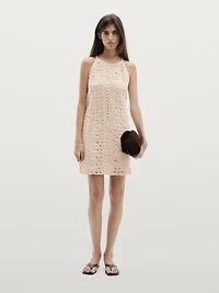 Short openwork dress with metallic detail