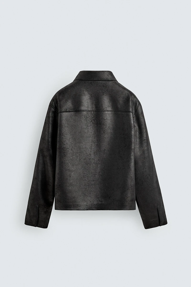 WASHED FAUX LEATHER JACKET