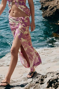 PRINTED MIDI SKIRT WITH SLIT