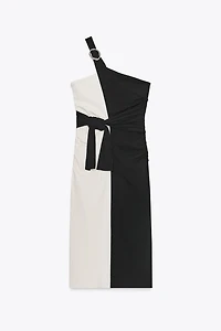 KNOTTED COMBINATION MIDI DRESS