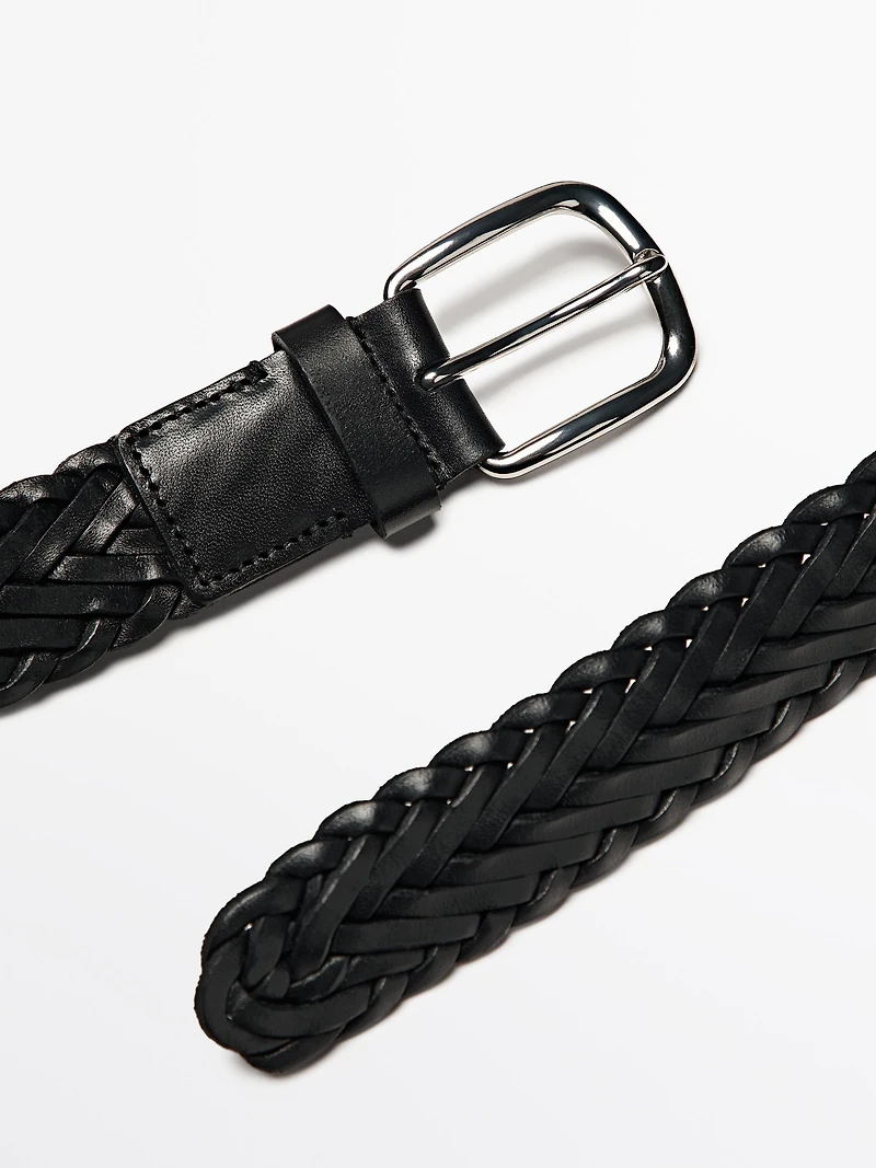 Ceinture tressée en cuir nappa