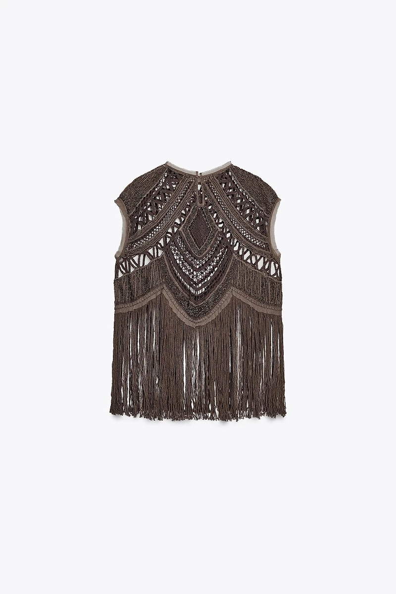 ZW COLLECTION BEADED CROCHET TOP