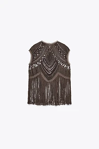ZW COLLECTION BEADED CROCHET TOP